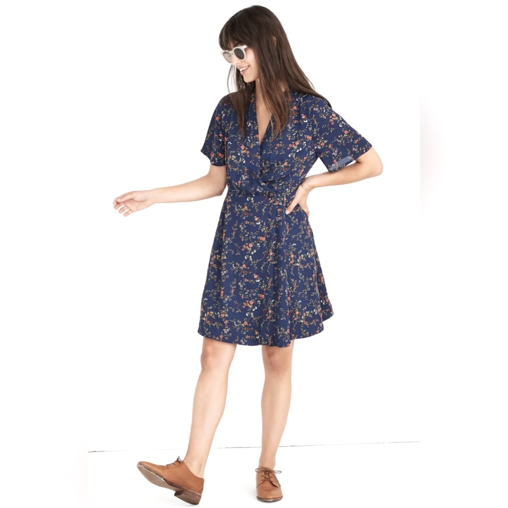 Madewell Amaranth Wrap Dress in Moonless Floral, Size 2